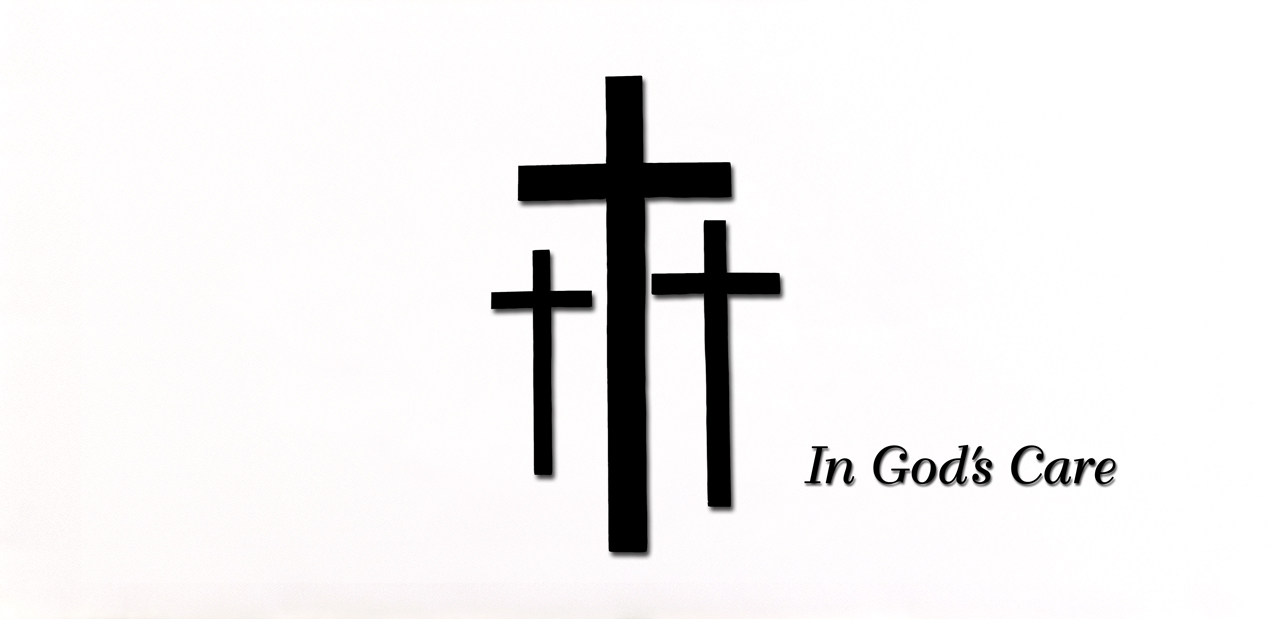 In Gods Care White Faux (3 Crosses) Black Text PROOF